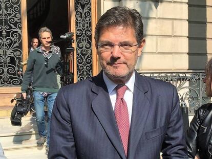 El ministro de Justicia, Rafael Catalá, comparece ante los medios este jueves.