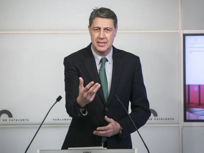 Xavier García Albiol, en una rueda de prensa en el Parlament. En vídeo, declaraciones de García Albiol el día 5 de junio.