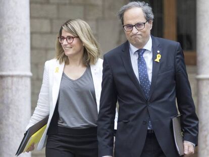 Quim Torra, presidente de la Generalitat y Elsa Artadi, portavoz del Govern.