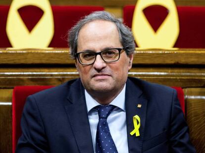 El presidente de la Generalitat, Quim Torra, hoy en el Parlament.