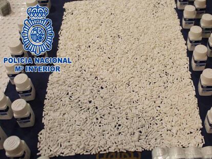 Pastillas decomisadas con las que se fabricaba la droga.