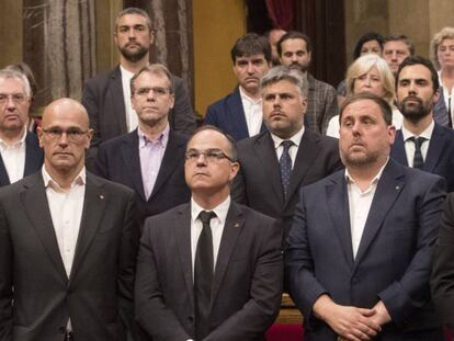 Puigdemont, Junqueras, Turull y Romeva, en una imagen de 2017. En vídeo, las declaraciones de Paluzie en 'La nit a 8TV'.