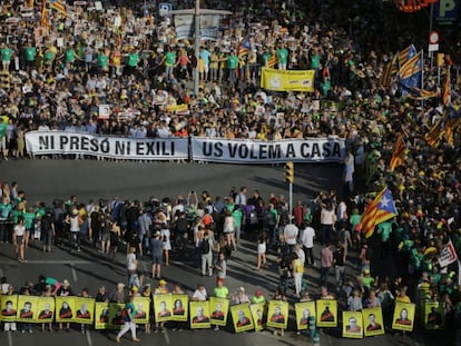 Protesta en Barcelona por la excarcelación de los políticos presos.