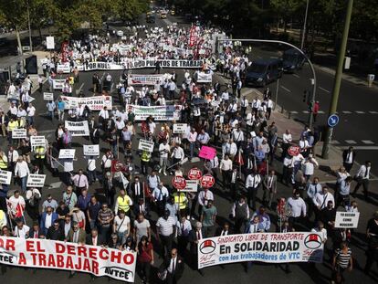 Protestas de los conductores de Uber y Cabify.