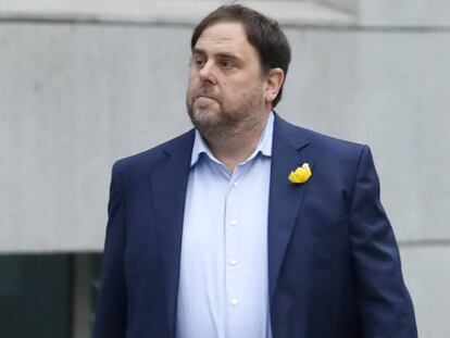 El líder de ERC, Oriol Junqueras, en la Audiencia Nacional antes de ser encarcelado.