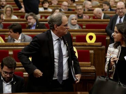 Quim Torra con Inés Arrimadas, este miércoles en el Parlament.