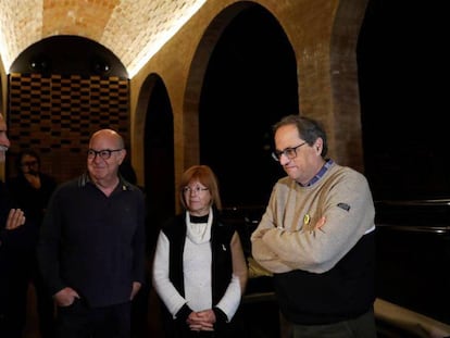 El presidente de la Generalitat, Quim Torra,a su llegada al depósito del Rei Martí, en el barrio de Sarrià de Barcelona.