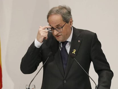 Quim Torra en una comparecencia la semana pasada. En vídeo, un sobrino de Torra detenido en la operación policial contra los CDR.