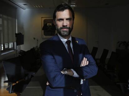 El presidente del Parlament catalán, Roger Torrent, en la sede de la Generalitat en Madrid.