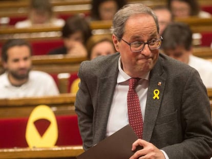 Quim Torra, en el Parlament, en una imagen de archivo. En vídeo, declaraciones de Torra este lunes en RNE.