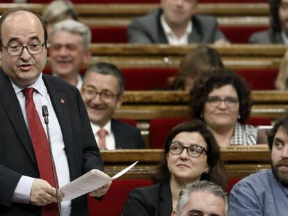 El líder del PSC, Miquel Iceta, ayer en el Parlament.