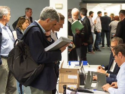Jornada de votación en las elecciones en la Cámara de Comercio de Barcelona. En vídeo, declaraciones de Jaume Collboni, candidato del PSC a la alcaldía de Barcelona.