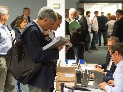 Jornada de votación en las elecciones en la Cámara de Comercio de Barcelona. En vídeo, declaraciones de Jaume Collboni, candidato del PSC a la alcaldía de Barcelona.