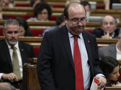 Miquel Iceta, el 8 de mayo en el Parlament. En vídeo, declaraciones del líder del PSC.
