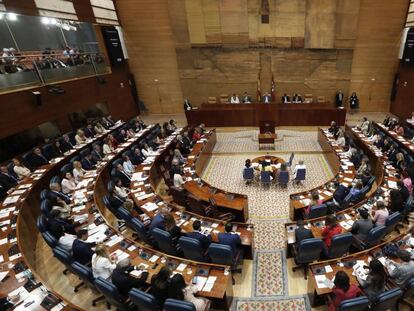 En foto: Los diputados de la Asamblea de Madrid de la XI legislatura. En vídeo: declaraciones de Isabel Serra, candidata de podemos a la presidencia de la Comunidad de Madrid.