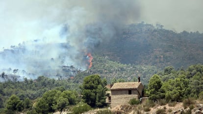 Les flames prop d'una casa a la Torre de l'Espanyol.