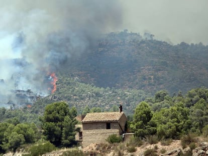 Les flames prop d'una casa a la Torre de l'Espanyol.