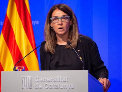 La portavoz del Gobierno catalán, Meritxell Budó, el 11 de junio. En vídeo, el momento en el que se niega a responder en castellano.