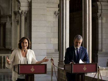 Ada Colau y Jaume Collboni presentan su acuerdo.