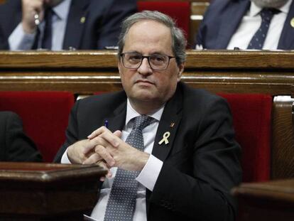 El presidente de la Generalitat, Quim Torra, en el Parlament.