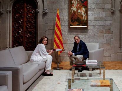 Ada Colau y Quim Torra este martes en el Palau de la Generalitat. En vídeo, declaraciones de Colau.