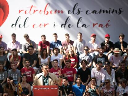 Pedro Sánchez, en la Fiesta de la Rosa de los socialistas catalanes.