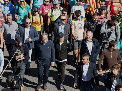 Quim Torra, en la columna de Girona, a la altura de Caldes de Malavella.