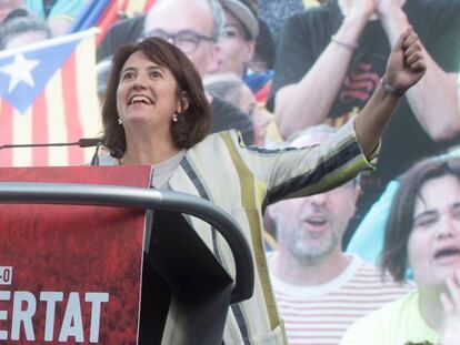 La presidenta de la ANC, Elisenda Paluzie, durante una manifestación en contra las condenas del 'procés', el pasado sábado, en Barcelona. En vídeo, declaraciones de Paluzie a TV3.