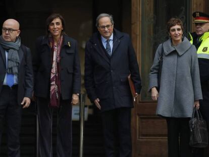 Quim Torra, a la puerta del tribunal, antes del inicio del juicio.