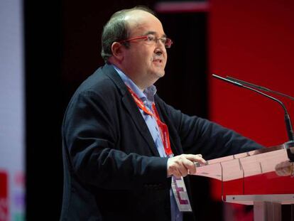 El primer secretario del PSC, Miquel Iceta, durante el 14 congreso del PSC. En vídeo, imágenes del congreso.