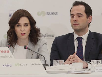 Isabel Díaz Ayuso e Ignacio Aguado, en una imagen de archivo. En vídeo, las declaraciones de ambos sobre el fichaje de Miguel Ángel Rodríguez.