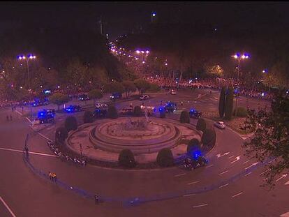 El Ayuntamiento tardó dos horas en cortar Neptuno para la fiesta rojiblanca