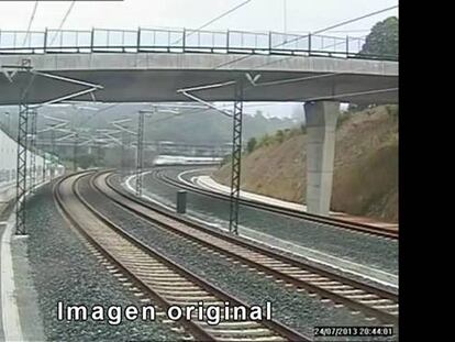 Vídeo de Youtube del momento en el que el tren de Santiago toma la curva y descarrila.