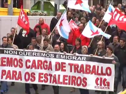 Miles de personas marchan por Ferrol en defensa del sector naval