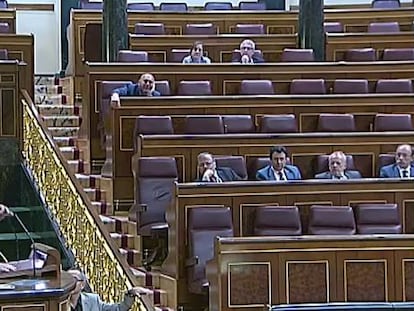 El diputado de ERC, Joan Tardá, en plena bronca parlamentaria.