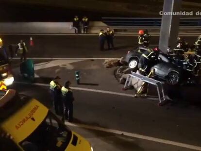 Un hombre muere en la M-30 al chocar contra un pilar