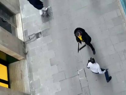 Pelea en el barrio del Raval de Barcelona.