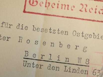 Documento de los diarios de Alfred Rosenberg recuperados en EE UU.