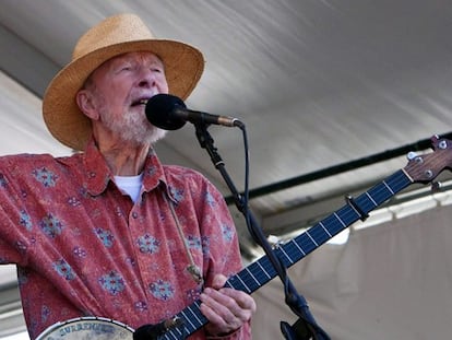 Pete Seeger, en el Festival de jazz de Nueva Orleans en 2009.