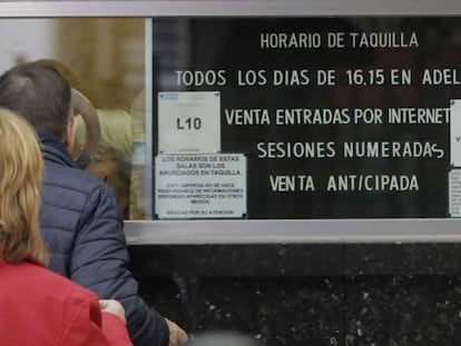 Taquilla de un cine en Madrid