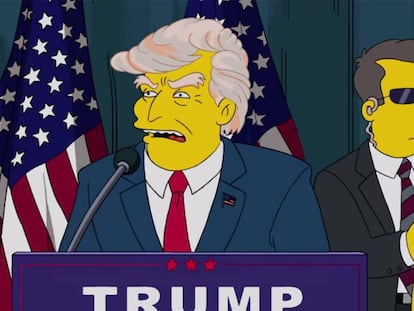 Un fotograma con el personaje de Donald Trump como político en la serie de animación 'Los Simpson'.