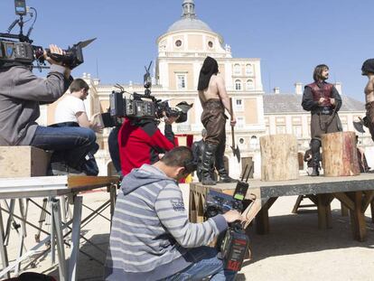 Rodaje de 'Águila Roja' en el Palacio Real de Aranjuez.