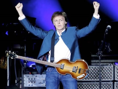 Paul McCartney, durante show no estádio Vicente Calderón, em Madri.