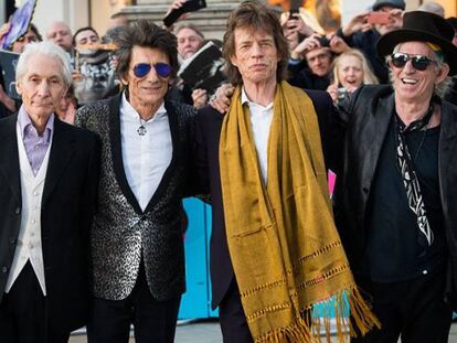 Charlie Watts, Ronnie Wood, Mick Jagger y Keith Richards miembros de Rolling Stones.