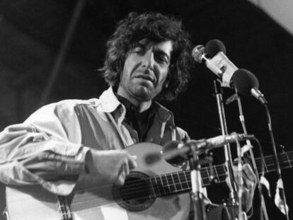 Leonard Cohen, no festival da Ilha de Wight em 1970.