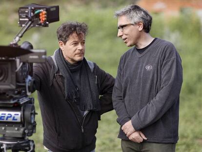 Jorge Sanz y David Trueba, durante el rodaje de '¿Qué fue de Jorge Sanz?'.