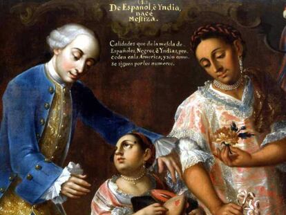 'De español e india nace mestiza', de José Joaquín Magón (segunda mitad del siglo XVIII).