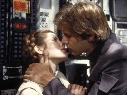 Carrie Fisher y Harrison Ford, en un fotograma de 'El imperio contraataca'.
