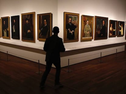 Retratos obra de Sorolla en la exposición 'Tesoros de la Hispanic Society of America', en el Museo del Prado.