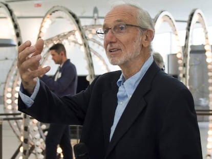 El arquitecto italiano Renzo Piano, hoy en el Centro Botín en Santander, que él ha diseñado junto a Luis Vidal ante una instalción de Carsten Höller.